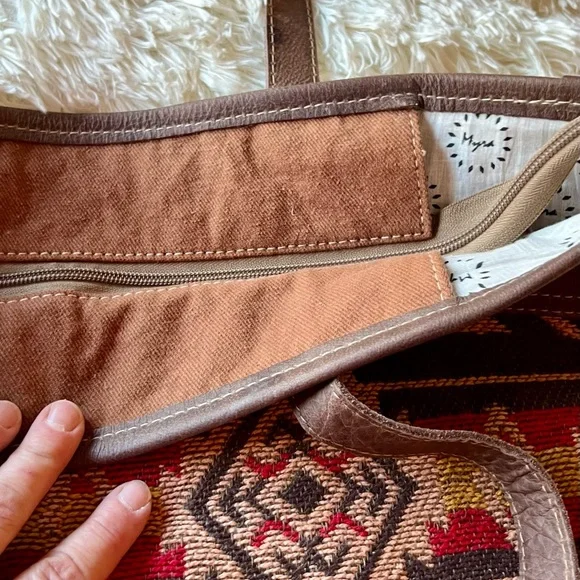 Myra Bag Brown Tote with Aztec-Inspired Red & Cream Accents - Picture 3 of 3